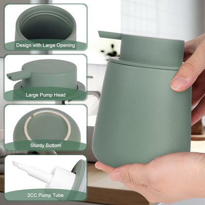 INGOFIN Ceramic Foaming Soap Dispenser - 12oz Foam Hand Soap Dispenser Bathroom, Modern Dish Soap Bottle with Pump for Kitchen, Matte Green - color: Matte Green