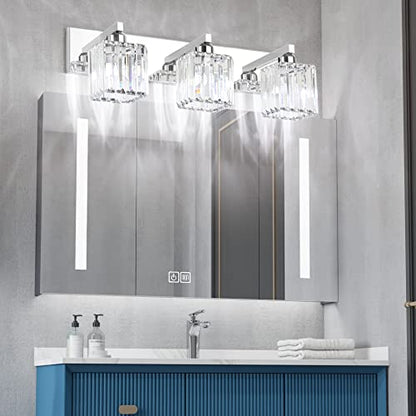 Aipsun Vanity Light Fixtures Crystal Bathroom Lighting Fixtures Chrome Vanity Light for Bathroom (Exclude Bulb) - color: Chrome, size: 23 inch