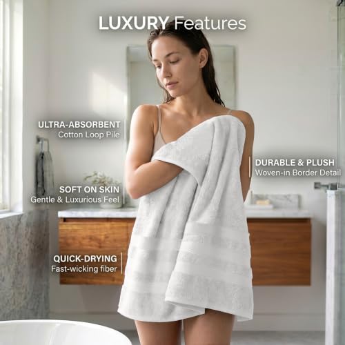 RIVERSIDE Pack of 2 Extra Large Bath Sheets 35 x 70 Inches, 100% Ring Spun Cotton, Hotel Quality, Oversized Bath Towels, Super Soft, Highly Absorbent & Quicker to Dry, White Bath Towels - color: White, size: Bath Sheets (PK 2)