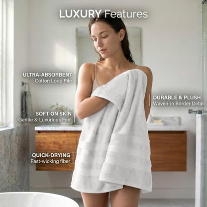 RIVERSIDE Pack of 2 Extra Large Bath Sheets 35 x 70 Inches, 100% Ring Spun Cotton, Hotel Quality, Oversized Bath Towels, Super Soft, Highly Absorbent & Quicker to Dry, White Bath Towels - color: White, size: Bath Sheets (PK 2)