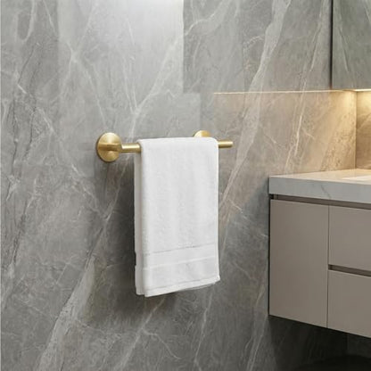 9" Self Adhesive Brushed Gold Towel Holder, No Drill Small Bathroom Organizer, 304SS - color: Brushed Gold, size: 9 Inch