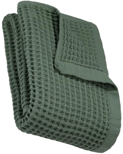 DEMMEX Organic Cotton Waffle Weave Turkish Bath Towel - Ultra Soft Lightweight Quick Dry, Oeko-Tex Certified, 100% Turkish Cotton (Sage Green, Large (60x30)) - color: Sage Green