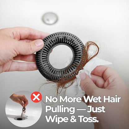 TubRing Pop-Up Drain Protector & Strainer Silicone Hair Catcher, Dark Gray | Easy snap-in design fits around bathtub stoppers. Customizable utility guard for clog prevention. Fits 1.85"- 2.16" drains. - color: Charcoal Gray