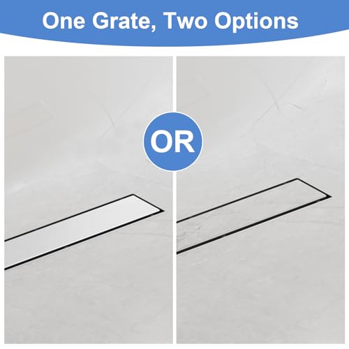 12 Inch Linear Shower Drain-Brushed Nickel, with Tile Insert Grate | AISI 304 Stainless Steel Shower Drain, Rectangle Shower Floor Drain with Leveling Feet, Fits Bathroom & Balcony etc - color: Brushed Nickel, size: 12 Inch