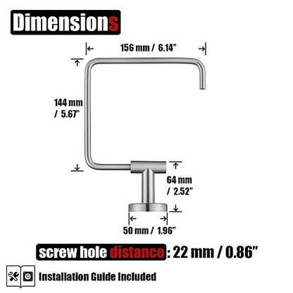 JQK Towel Ring, Stainless Steel Square Ring Towel Holder for Bathroom, 6 Inch Brushed Finished Wall Mount, TR140-BN - color: Brushed