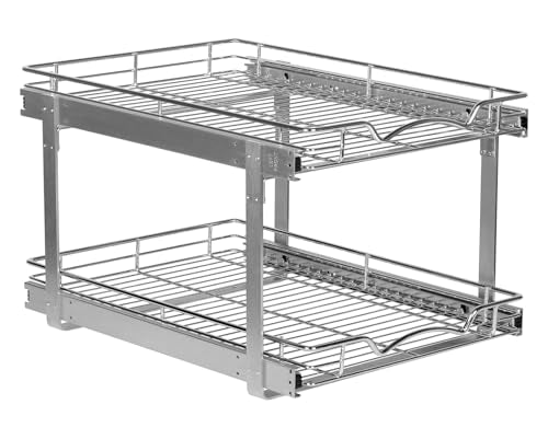2-Tier Pull-Out Cabinet Organizer for Kitchen, 22" W x 21”D x 16.5" H | Full-Extension Sliding Shelves, Holds 100 lbs, Easy Install for Kitchen, Pantry & Under Sink Cabinets - size: 22 Inch
