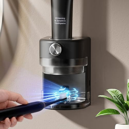 Automatic Toothpaste Dispenser, Wall Mounted Electric Toothpaste Dispenser for Kids and Adults,Toothpaste Squeezer with Adjustable Toothpaste Dispensing Volume for Bathroom - color: Black