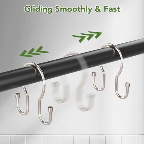 Goowin 24 Pack Shower Curtain Hooks, Simple Shower Curtain Rings, Sturdy Shower Curtain Hangers, Double Hook Shower Curtain Hooks, Smooth Gliding Metal Shower Hooks for Shower Curtain, Nickel - color: Nickel, size: 24 Pack