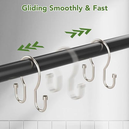 Goowin 24 Pack Shower Curtain Hooks, Simple Shower Curtain Rings, Sturdy Shower Curtain Hangers, Double Hook Shower Curtain Hooks, Smooth Gliding Metal Shower Hooks for Shower Curtain, Nickel - color: Nickel, size: 24 Pack