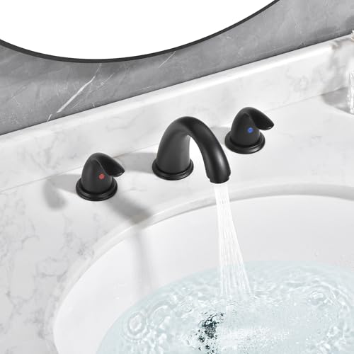 Sumerain Widespread 8 inch Bathroom Faucet - Black Basin Faucet with Two Handles - color: Matte Black