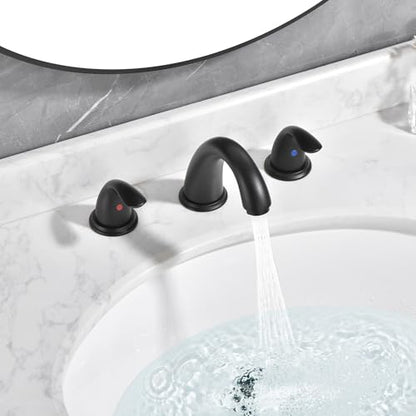 Sumerain Widespread 8 inch Bathroom Faucet - Black Basin Faucet with Two Handles - color: Matte Black
