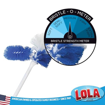 LOLA Classic Toilet Brush w/Under-The-Rim Scrubber, deep Cleans The Entire Toilet Bowl, Non-Slip Handle w/Rubber Comfort Grip, 1 Pack - size: 1 Count, style: Toilet Brush w/Under Rim