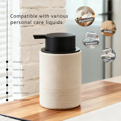 Resin Foaming Soap Dispenser, 11 OZ Bathroom & Kitchen Foam Soap Dispenser, Easy Press Pump, Refillable Hand Soap Dispenser, Modern Decor (Beige) - color: Beige