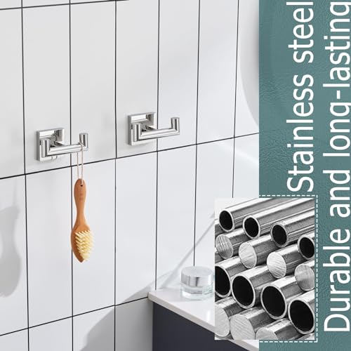 KOKOSIRI Robe Hook Bathroom Double Towel Coat Hooks for Bath Kitchen Wall Mounted, 2 Pack Chrome Stainless Steel B1015CH-P2 - color: Polished Chrome, size: 2 Pack