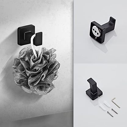 Matte Black Bathroom Hardware Set 4 Pieces,Bathroom Accessories Set Stainless Steel Wall Mounted, Hand Towel Bar, Towel Ring, Robe Towel Hooks,Toilet Paper Holder,Towel Bar Set, 23.6 Inch - color: Matte Black, size: 23.6Inch