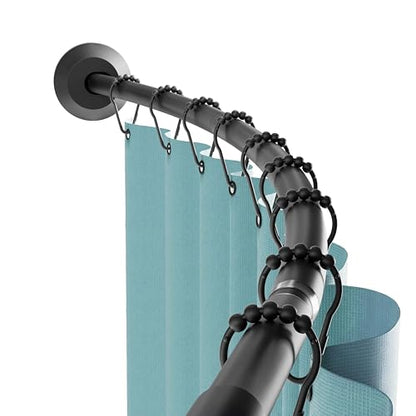 Zenna Home Matte Black, Curved Shower Curtain Rod, Tension or Permanent Mount, Easy Install, Rounded for Extra Room, 50 to 72 Inches - color: Matte Black