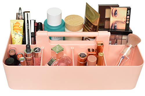 Enjoy Office Desk Storage Organizer 8 compartments Box DIY Box Remote Cosmetic Holder Pen Pencil Stationery Basket -Made In USA - color: Indie Pink