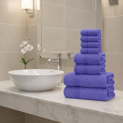 8 Piece Bath Towels for Bathroom - 100% Cotton, Soft Absorbent Bathroom Towels Set - 2 Extra Large Bath Towels, 2 Hand Towels & 4 Washcloths - Hotel Spa Thick Plush Towel, Purple - color: Purple (Pack of 8)