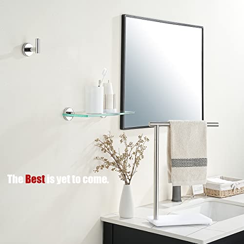 JQK Bathroom Glass Shelf Chrome, Tempered Glass Shower Storage 12 by 5 inches, 304 Stainless Steel Polished Chrome Wall Mount, TGS101L12-CH - color: Chrome, size: 12 Inch (1 Pack)