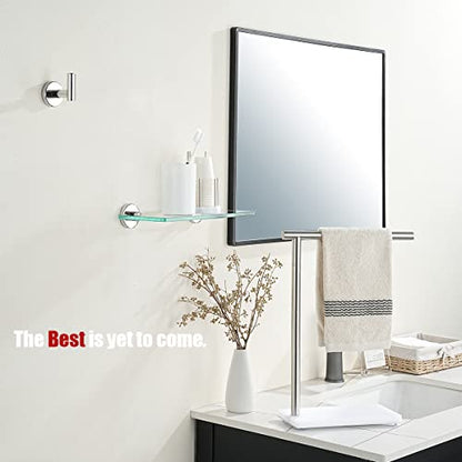 JQK Bathroom Glass Shelf Chrome, Tempered Glass Shower Storage 12 by 5 inches, 304 Stainless Steel Polished Chrome Wall Mount, TGS101L12-CH - color: Chrome, size: 12 Inch (1 Pack)