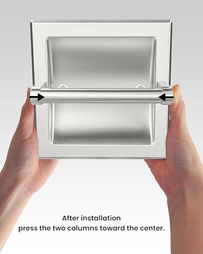 Recessed Toilet Paper Holder Wall Mount Brushed Nickel | 304 Stainless Steel Post Pivoting Design Easy to Change Roll, in Wall Toilet Paper Holder for Mega Roll for Bathroom - color: Brushed Nickel