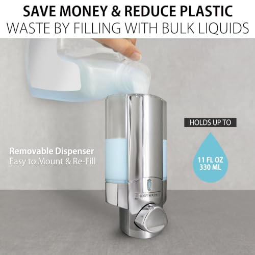 Better Living Products 76140-1 AVIVA 1 Chamber Wall Mount Soap and Sanitizer Dispenser, Chrome | 1 Chamber, Soap and Sanitizer Dispenser Pump, No Drill - size: 1-Chamber