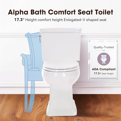 17.3” Elongated Toilet with Soft Close Seat, Two piece Toilets for Bathroom | Nano Self-Cleaning Glaze, 1.27 GPF, Watersensed/ADA/MAP1000/cUPC, Easy to Clean & Install, 12" Rough-In - color: TPT003 - 1.27 GPF Classical with single flush