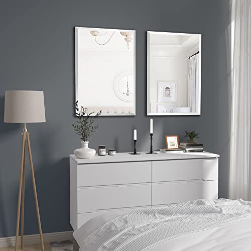 20x28 Frameless Rectangle Bathroom Vanity Mirror | 0.8in Beveled Edge - color: Rectangular, size: 20"L x 28"W