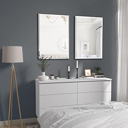 20x28 Frameless Rectangle Bathroom Vanity Mirror | 0.8in Beveled Edge - color: Rectangular, size: 20"L x 28"W