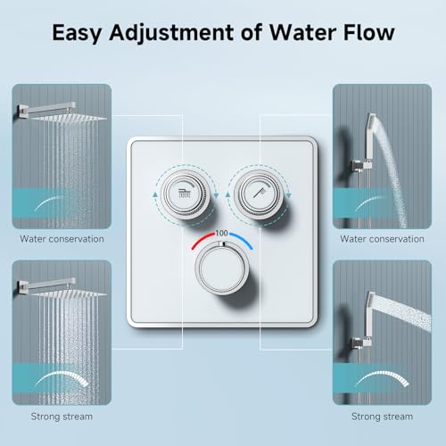 SR SUN RISE 100℉ Brushed Polished Chrome Shower System,10 Inch | Luxury Rainfall Shower Head,High-Pressure Handheld Shower,Soild Brass,Wall Mount,Valve and Trim Kit Included - color: Polished Chrome, style: 10"