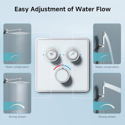 SR SUN RISE 100℉ Brushed Polished Chrome Shower System,10 Inch | Luxury Rainfall Shower Head,High-Pressure Handheld Shower,Soild Brass,Wall Mount,Valve and Trim Kit Included - color: Polished Chrome, style: 10"