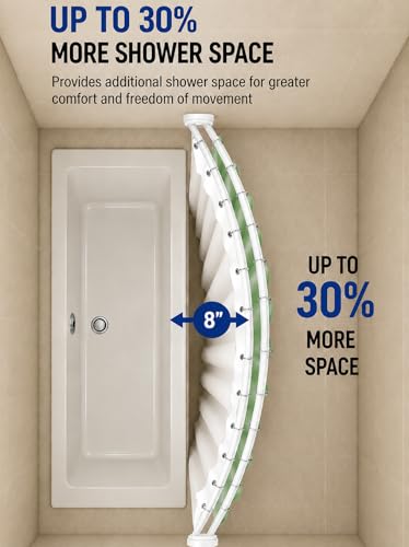 Double Curved Aluminum Shower Rod, White - color: White