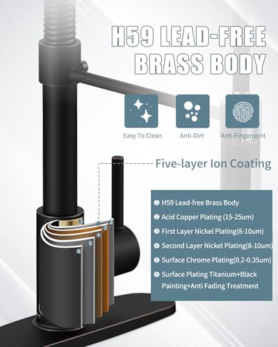 Bronze Kitchen Faucet with Sprayer, Kitchen Faucet with Soap Dispenser,Ktchen Faucets with Pull Down Sprayer,Single Hole Kitchen Sink Faucet with LED light,Oil Rubbed Faucet for Kitchen Sink - color: F-Oil Rubbed Bronze, style: Rustic
