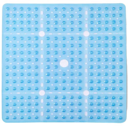 ENKOSI Square Shower Mat 27x27 inch - Anti Slip Bathroom Shower Stall Mats for Shower Floors - Non Slip Square Bath Mat with Strong Secure Suction Cups and Drain Holes in Middle (Clear Blue 27x27) - color: Clear Blue