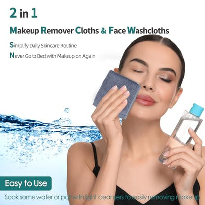 Face Wash Cloths 6 Pack,Soft Makeup Remover Towels,10''x10'',Slate Blue | 100% Viscose,Gently Washing Face for Sensitive Skin,Breathable,Easy Rinsed,Quick Dry,Face Cleansing,Daily Skincare Routine - color: Slate Blue, size: 10x10 inch-6 Pack