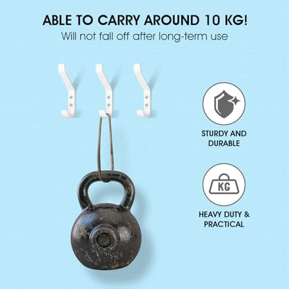 GlazieVault Coat Hooks for Wall – Door Hooks (10 Pack) - Heavy Duty Wall Mounted - Premium Design Rust Free Hooks - style: Flat Hooks White P-10