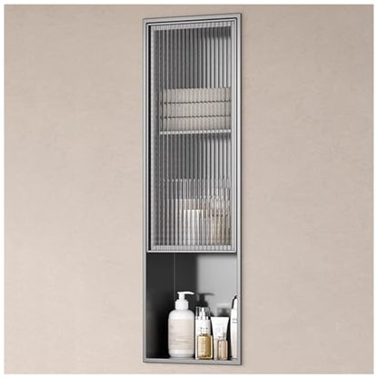 Stainless Steel Medicine Cabinet, Recessed Bathroom Niche with Glass Door, Hidden Tampon Storage Holder Wall Niche, Embedded Shower Caddy Organizer Bathroom Insert Shelf - size: Style 3