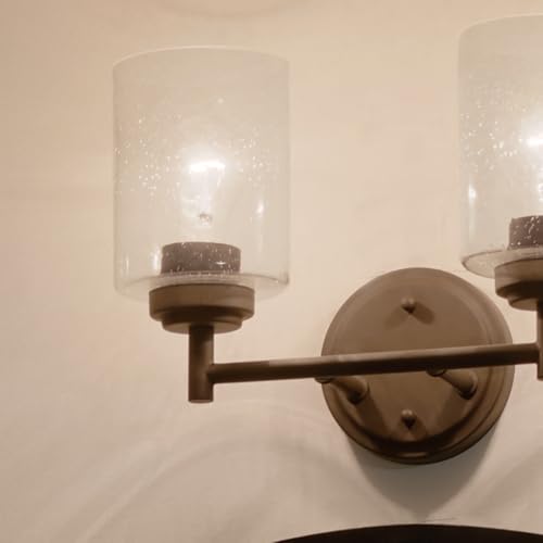 KICHLER Winslow 12.75" 2 Light Vanity Light with Clear Seeded Glass in Olde Bronze® - color: Old Bronze, size: 13"