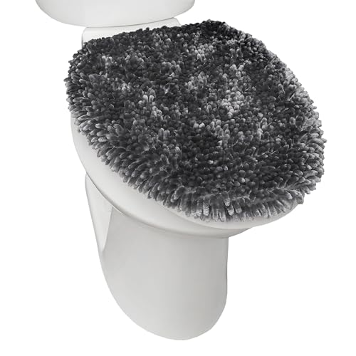 Town & Country Basics Spa Step Noodle Solid Bathroom Toilet Lid Cover, Plush, Soft, and Absorbent, Machine Washable, Dark Grey, 18.5"x19.6" - color: Dark Grey