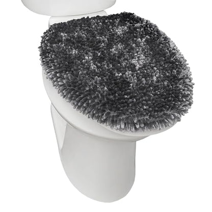 Town & Country Basics Spa Step Noodle Solid Bathroom Toilet Lid Cover, Plush, Soft, and Absorbent, Machine Washable, Dark Grey, 18.5"x19.6" - color: Dark Grey