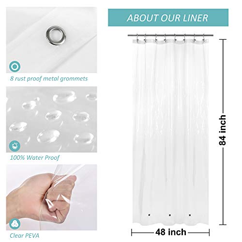 48x84 Stall Size Shower Curtain Liner Clear | 3 Bottom Magnets,8 Rustproof Grommets,Water Proof Heavy Duty PEVA,48W x 84H for Shower Stall Extra Long Size - color: Clear, size: 48"W x 84"L (Pack of 1)