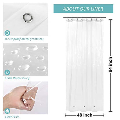 48x84 Stall Size Shower Curtain Liner Clear | 3 Bottom Magnets,8 Rustproof Grommets,Water Proof Heavy Duty PEVA,48W x 84H for Shower Stall Extra Long Size - color: Clear, size: 48"W x 84"L (Pack of 1)