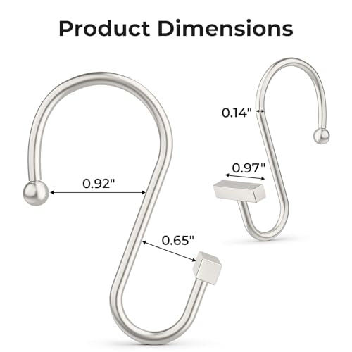 Bathway Shower Curtain Hooks, Shower Curtain Rings Rust Proof, 12PCS Shower Hooks for Shower Curtain, T-Bar Design Convenient Elegant Shower Curtain Hangers for Bathroom Kitchen Wardrobe, Nickel - color: Nickel
