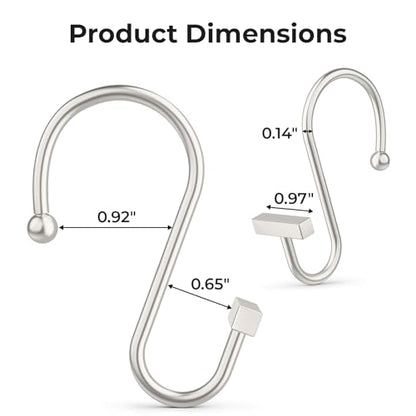 Bathway Shower Curtain Hooks, Shower Curtain Rings Rust Proof, 12PCS Shower Hooks for Shower Curtain, T-Bar Design Convenient Elegant Shower Curtain Hangers for Bathroom Kitchen Wardrobe, Nickel - color: Nickel