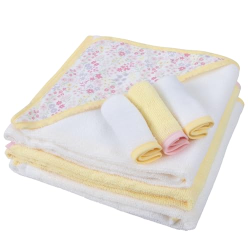Baby Bath Essential Hooded Baby Bath Towel and Washcloth 6 Piece Set for Newborns, Infants & Toddlers, Boys & Girls Baby Hooded Towels Set (Daisy Flowers) - color: Daisy Flowers