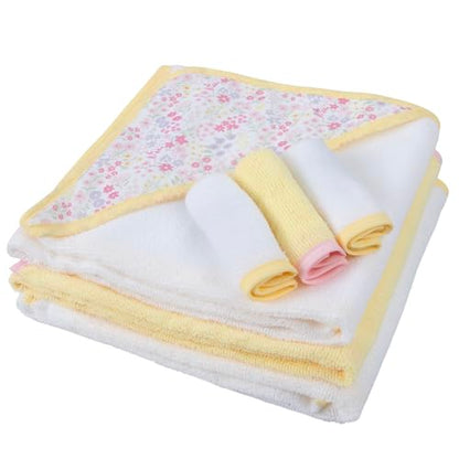 Baby Bath Essential Hooded Baby Bath Towel and Washcloth 6 Piece Set for Newborns, Infants & Toddlers, Boys & Girls Baby Hooded Towels Set (Daisy Flowers) - color: Daisy Flowers
