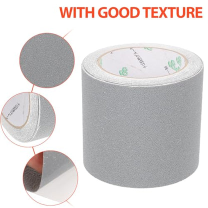 TIDTALEO Wear-resistant Non-slip Tape with Adhesive Backing, Abrasive Anti-skid Strip for Bathroom and Stairs, Waterproof Safety Grip Tape 10cm X 5m Gray for Indoor Floor Protection