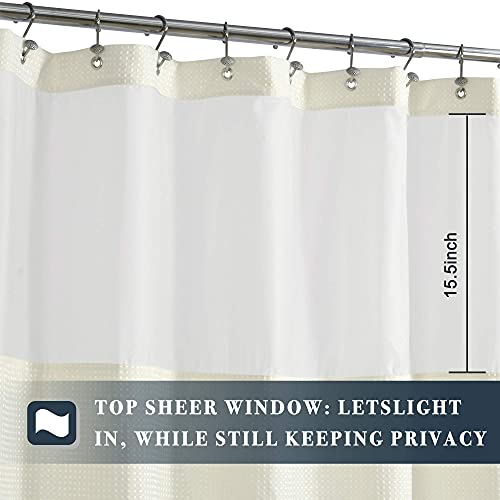 N&Y HOME Waffle Weave Shower Curtain with Snap-in Liner Set Cream, 71x72 | 12 Metal Hooks Included, Snap on/off Fabric Liner, Mesh Window, Washable, Hotel Style Cream Shower Curtain Set for Bathroom - color: Cream, size: 71"W x 72"L (Pack of 1)