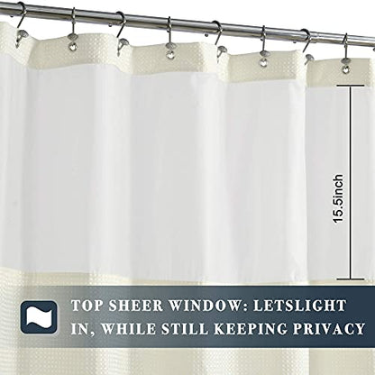 N&Y HOME Waffle Weave Shower Curtain with Snap-in Liner Set Cream, 71x72 | 12 Metal Hooks Included, Snap on/off Fabric Liner, Mesh Window, Washable, Hotel Style Cream Shower Curtain Set for Bathroom - color: Cream, size: 71"W x 72"L (Pack of 1)
