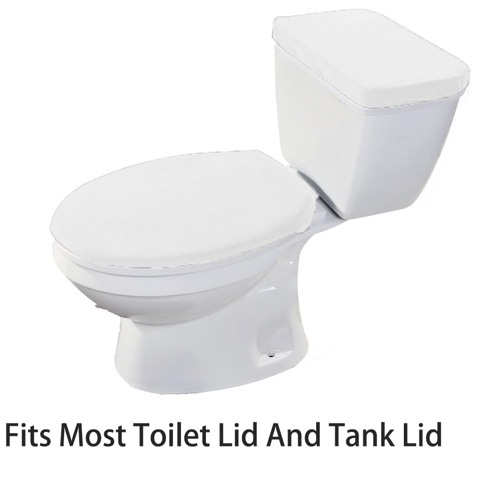 Madeals Toilet Mat and lid Cover Set with Toilet Tank Cover 3 Piece Toilet Set White - color: White